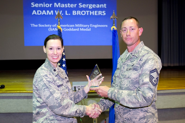 Senior Master Sgt. Adam Brothers is awarded the Goddard Medal, Enlisted Category.