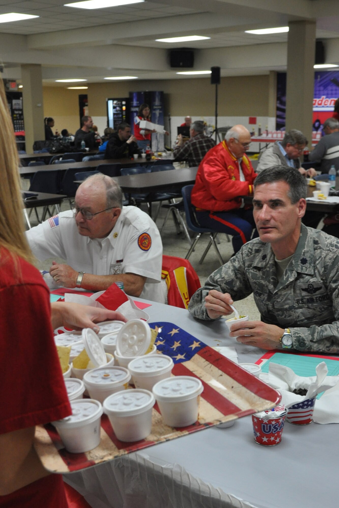 Air Force Reserve Lt. Col. Dan Sarachene, commander of the 757th Airlift Squadron based at Youngstown air Reserve Station, judges chili at Austintown Fitch High School Nov. 12, 2012. Sarachene volunteered to be one of several judges at Fitch’s premier chili contest. Proceeds from the event will benefit several Austintown school bands as well as the Youngstown VA Food Pantry. Released/U.S. Air Force photo by Maj. Brent J. Davis