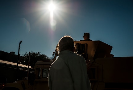 Col. Richard McComb, Joint Base Charleston commander, rides in a Humvee during the Veterans Day Parade Nov. 10, 2012, in Charleston, S.C. More than a hundred Airmen and Sailors from JB Charleston marched in the parade, which traveled through the streets of historic downtown Charleston. (U.S. Air Force photo/ Senior Airman Dennis Sloan)