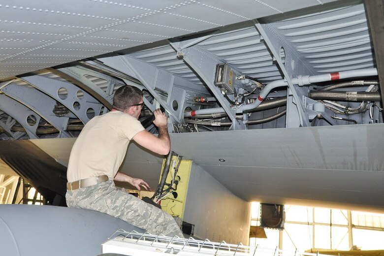 YOUNGSTOWN AIR RESERVE STATION, Ohio -- U.S. Air Force Reserve Airmen from the 910th Maintenance Group perform isochronal inspections (ISO), assessments, of each aircraft that help keep the 910th Airlift Wing mission-ready. During an ISO, aircraft receive an oil change, engine check, run through the wash rack removing any debris from gear wells as well as a long list of maintenance checks. Released/U.S. Air Force photo by Mr. Eric White