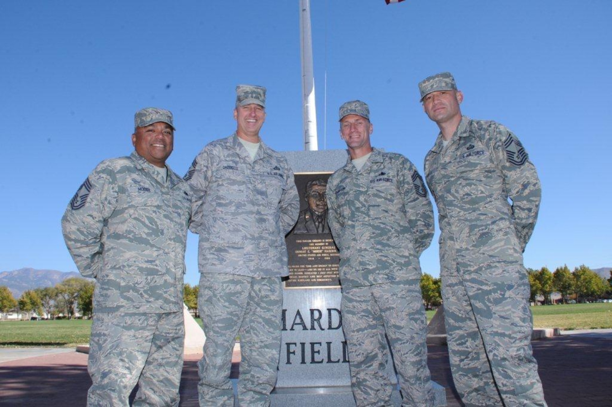 The 2012-2013 Kirtland Chiefs Group Council officers are, from left: Chief Master Sgt. Richard Moody, 58th Aircraft Maintenance Squadron, treasurer; Chief Philip Gaudette, 377th Weapons System Security Squadron, secretary; Chief Bill McGregor, 58th Maintenance Group, vice president; and Chief Pete Padilla, Air Force Operational Test and Evaluation Center, president. “The Chiefs Group’s main purpose is to provide leadership and oversight of enlisted issues, and promote the welfare of and programs for enlisted personnel on Kirtland Air Force Base. The theme for the council this year is ‘Leadership Matters.’ We will be available, accessible, approachable and accountable, while giving back to our junior enlisted. We all look forward to working with the base to ensure we succeed in our main purpose,” Padilla said. 
