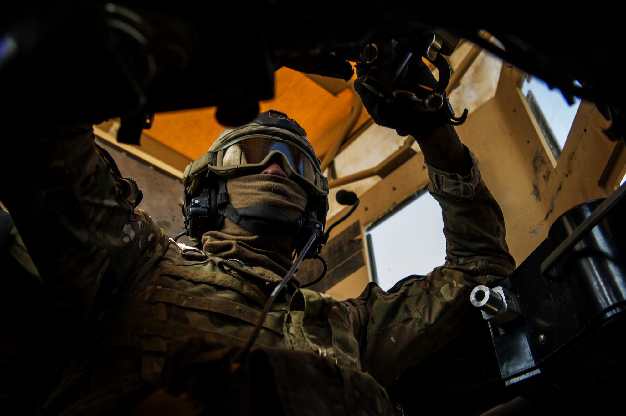 U.S. Air Force Senior Airman Aaron Yarbrough, 455th Expeditionary Security Forces Squadron, Reaper Team, provides security during a mission Oct. 25, 2012, outside Bagram Airfield, Afghanistan. Reaper teams regularly perform counter-insurgency missions, visiting numerous villages within the Bagram district where they meet local elders and children. These visits help build a good working relationship with the local villagers, along with providing additional safety and security to the area. Yarbrough hometown is Meridian, Miss. (U.S. Air Force photo/ Staff Sgt. Jonathan Snyder)(RELEASED)