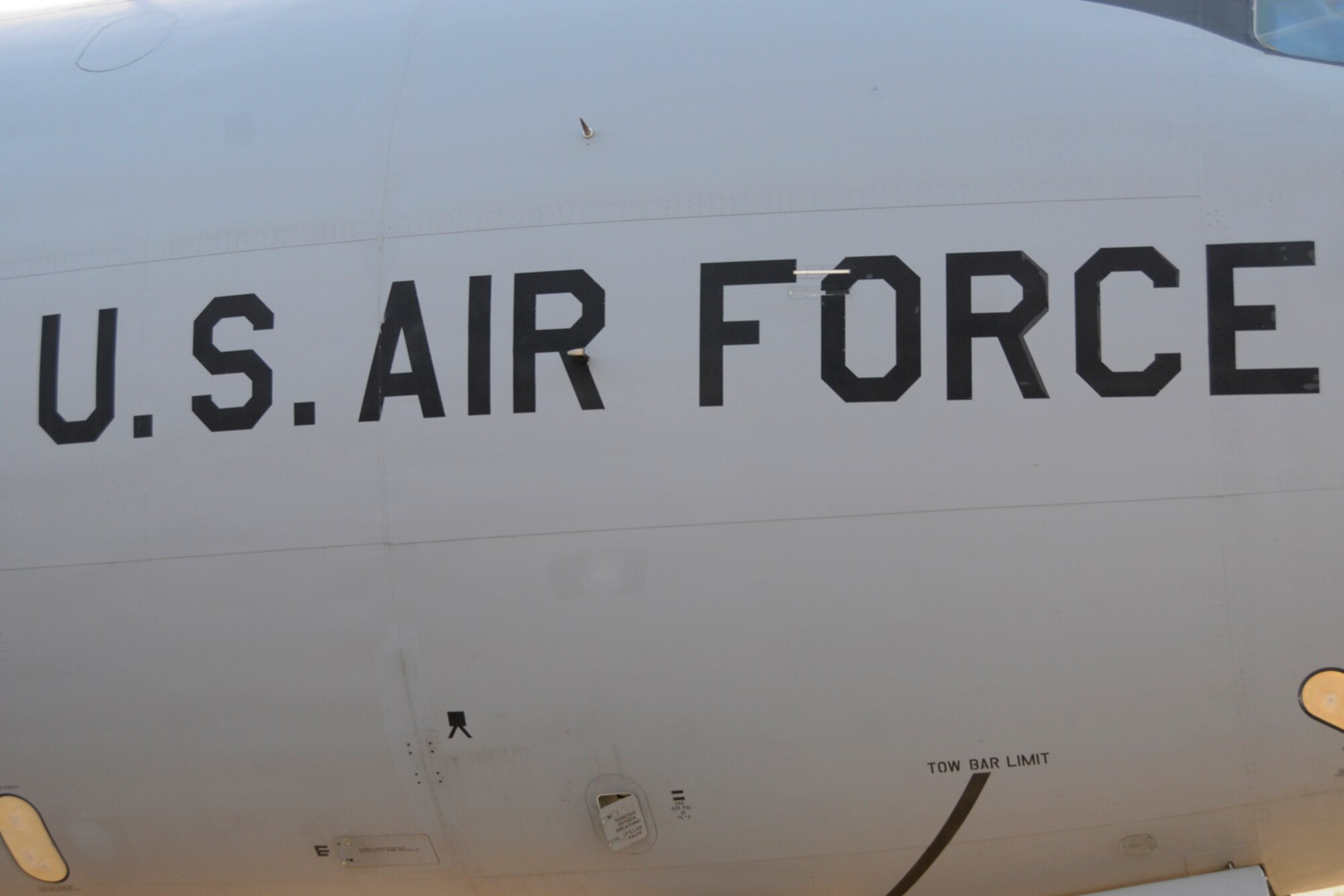 Every number and insignia on an U.S. Air Force aircraft or a uniform has a meaning. The meaning of these words are obvious: they identify this KC-135 Stratotanker as belonging to the greatest collection of air power the world has ever known. (Air National Guard photo by Brittani Baisden)