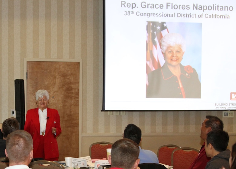 LOS ANGELES -- Rep. Grace Napolitano speaks with current and future leaders Nov. 8 about her experiences as a national-level leader at the U.S. Army Corps of Engineers Los Angeles District's Strategic Planning Meeting. During the three-day event, LA District team members heard from leaders in industry, public service and academia about the aspects of leadership and how they can apply them to their daily work life.