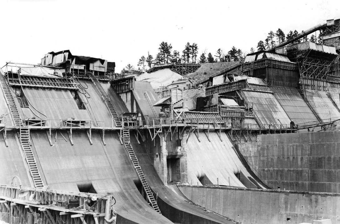 The dam under construction in February 1941.