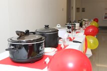 The 2012 Aviation Chili Cook-off entries are lined up before the judging.