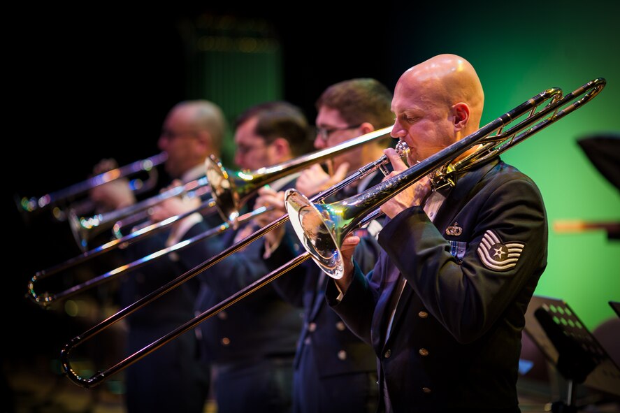 MIZUHO TOWN, Japan -- Tech. Sgt. Jason Foster, Band of the Pacific-Asia trombonist, plays with Pacific Showcase, Band of the Pacific-Asia jazz ensemble, during the annual Goodwill Concert at the Mizuho Viewpark Sky Hall in Mizuho Town, Japan, Nov. 10, 2012. Foster and many other Band of the Pacific-Asia bandsmen accompanied the Mizuho Town Bands during the bilateral concert section of the show. (U.S. Air Force photo/Staff Sgt. Josh Voyles)