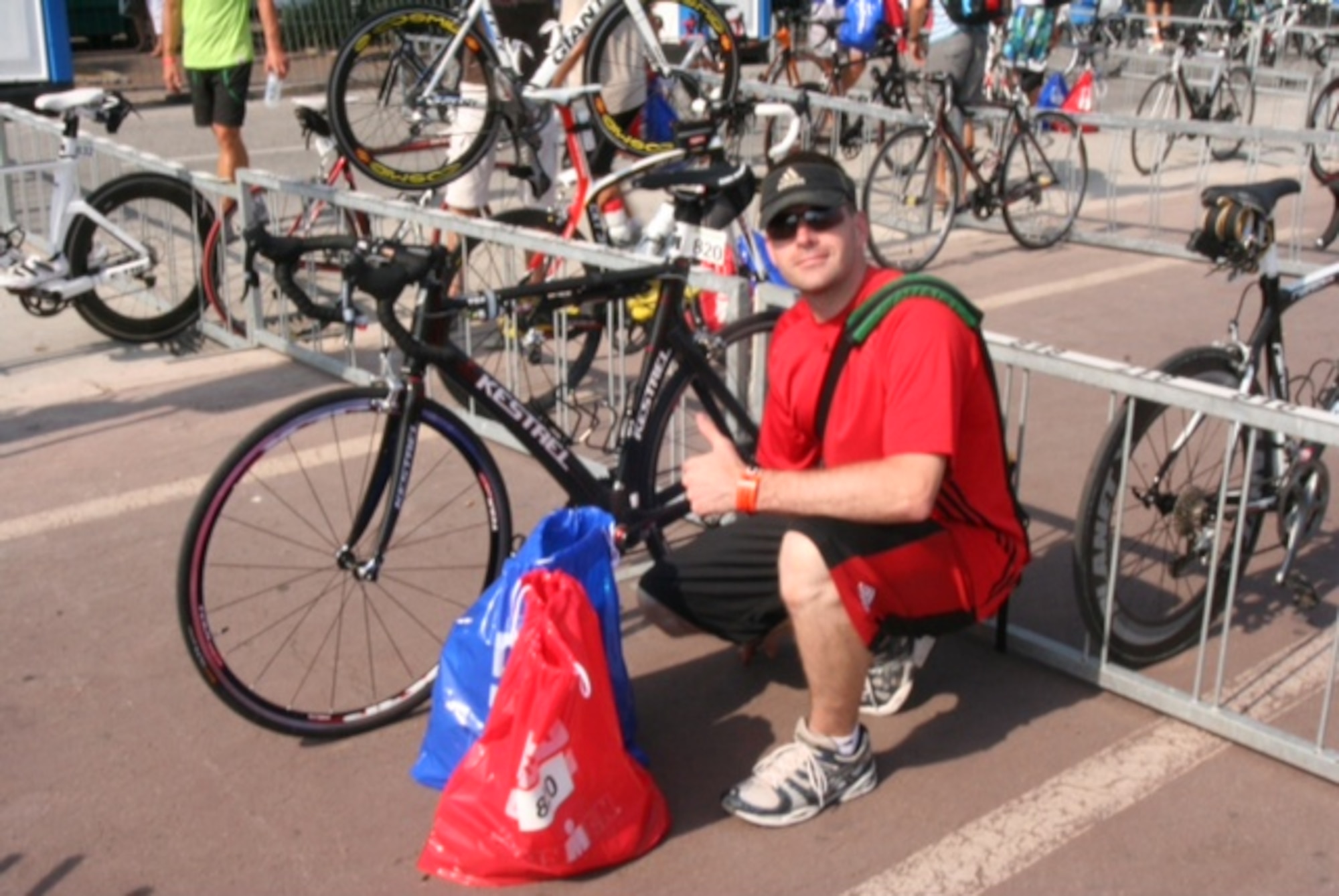 Capt. Andrew Stevens, 319th Medical Operations Squadron, prepares for Ironman France in Nice in June 2012. Captain Stevens finished the 2.4-mile swim, 112-mile bike ride and 26.2-mile run triathlon in 14 hours, 14 minutes. (U.S. Air Force courtesy photo)