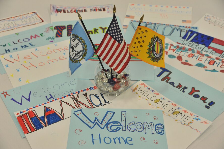 Elementary School children from throughout Great Falls made "Welcome Home" placemats that were presented to the Korean and Vietnam War veterans that attended the first event in their honor hosted by Malmstrom leadership and supported by numerous volunteers. More than 60 veterans attended. (U.S. Air Force photo/John Turner)