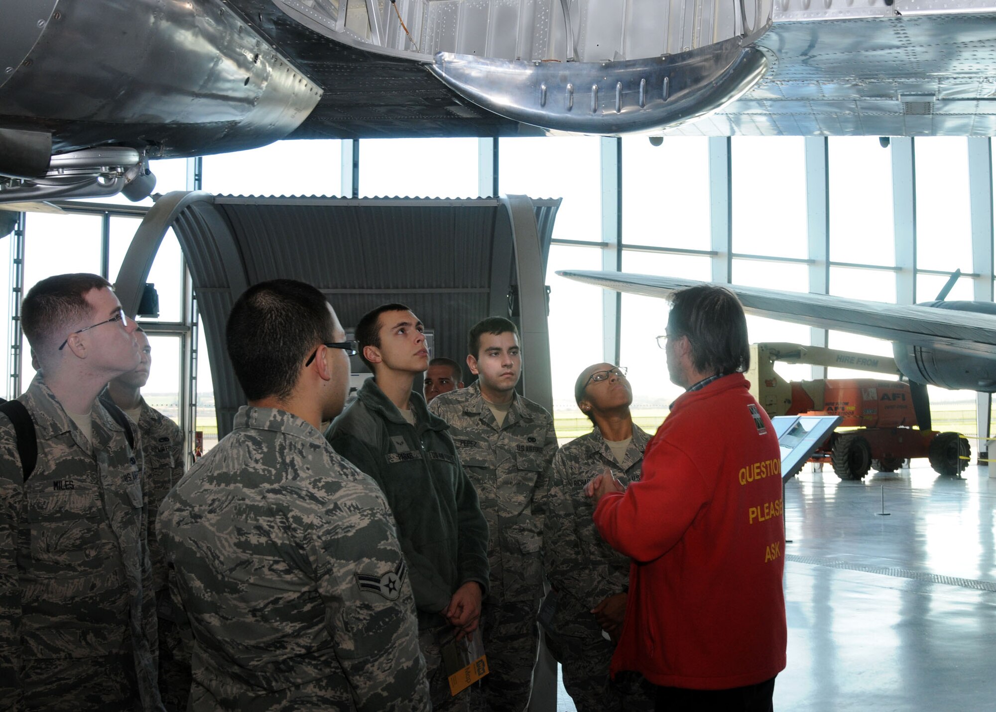 Members of the First Term Airmen’s Center visit the Duxford Imperial War Museum Nov. 15, 2012, in Cambridgeshire, England. The Airmen from RAF Mildenhall went to the museum to learn U.S. Air Force history while in FTAC. (U.S. Air Force photo by Airman 1st Class Kelsey A. L. Waters/Released)