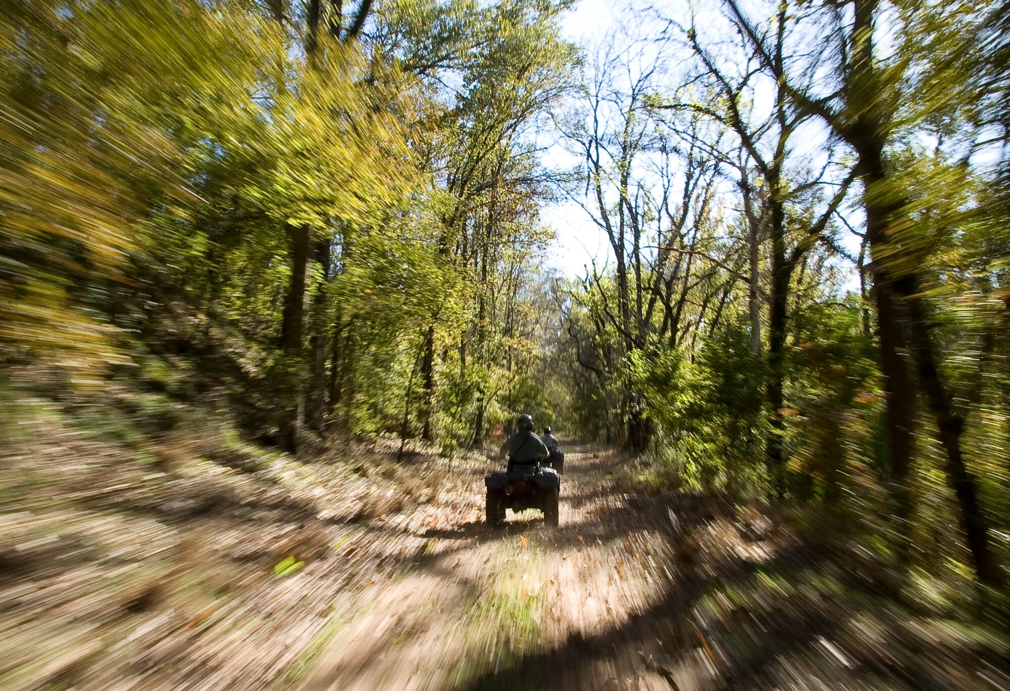 Staff Sgt. David Wales and Airman 1st Class Carl Wilcox, 2nd Security Forces Squadron game wardens, patrol the East Reservation of Barksdale Air Force Base, La., Nov. 14. The base has six game wardens who are responsible for 18,000 acres of recreational hunting and fishing land. (U.S. Air Force photo/Staff Sgt. Chad Warren)(RELEASED)