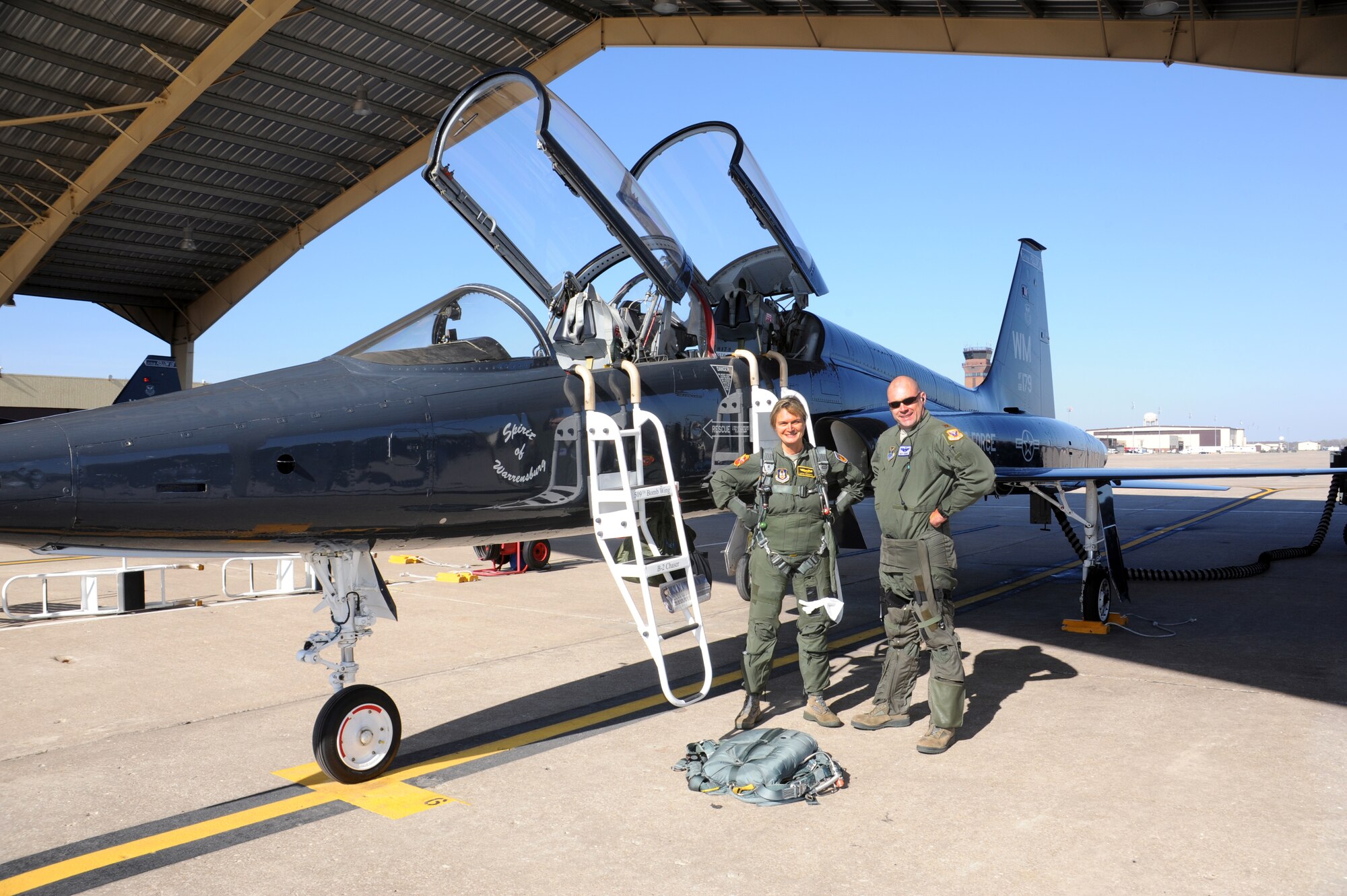 WHITEMAN AIR FORCE BASE, Mo. -- Maj. Cathy Roberts, 442nd Operations Group executive officer, prepares for an incentive flight in a T-38 Talon, Nov. 14, 2012. Roberts was nominated for the incentive flight for her hard work and dedication as the project officer for the October 2012 consolidated unit inspection. The 442nd OG is part of the 442nd Fighter Wing, an A-10 Thunderbolt II Air Force Reserve unit here. (U.S. Air Force photo by Staff Sgt. Danielle Johnston/Released)