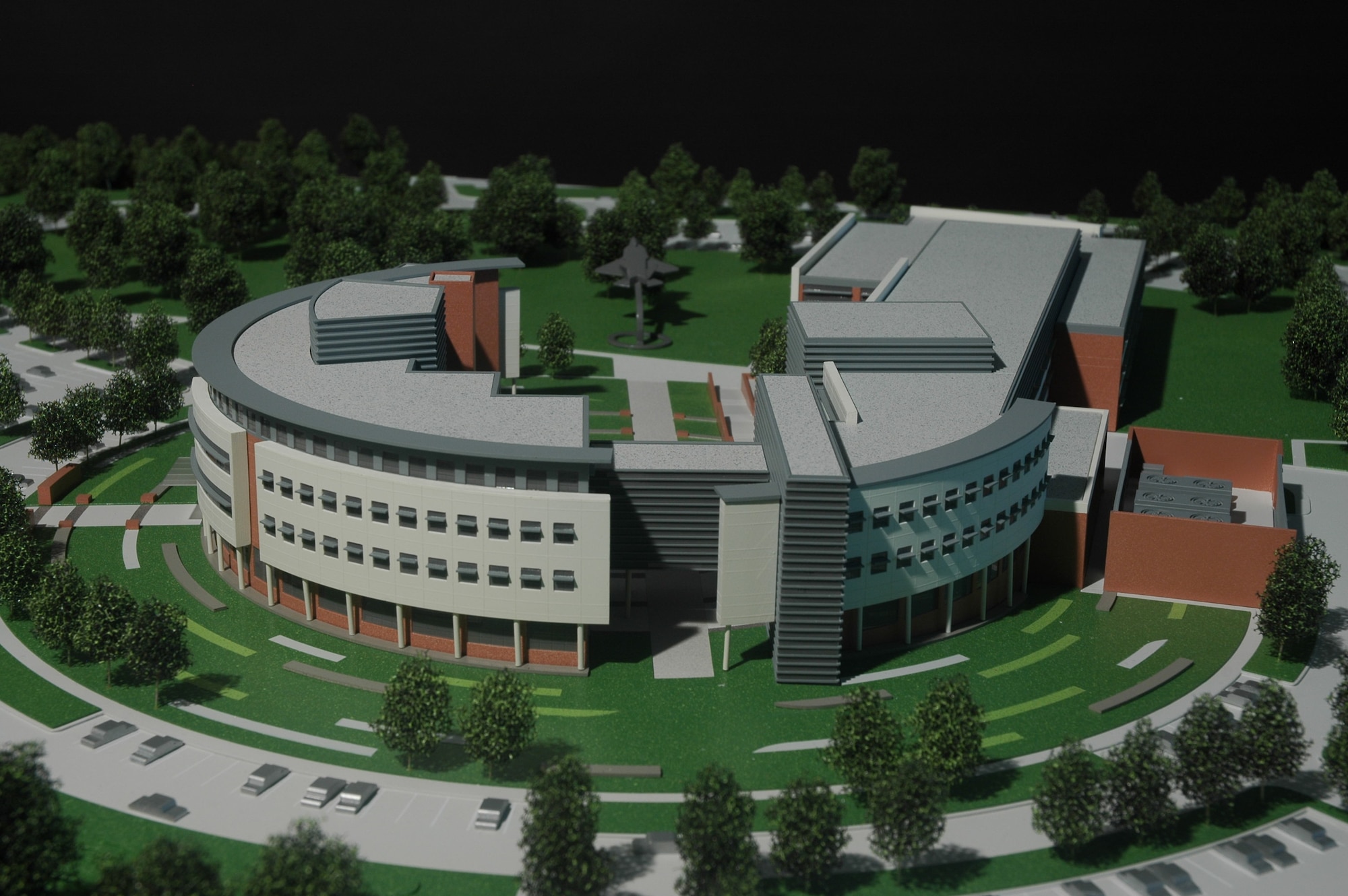 The model of the new Headquarters Air Force Reserve Complex is on display in the current headquarters building. The model was unveiled Nov. 13, 2012, on Robins Air Force Base, Ga. (Courtesy illustration).