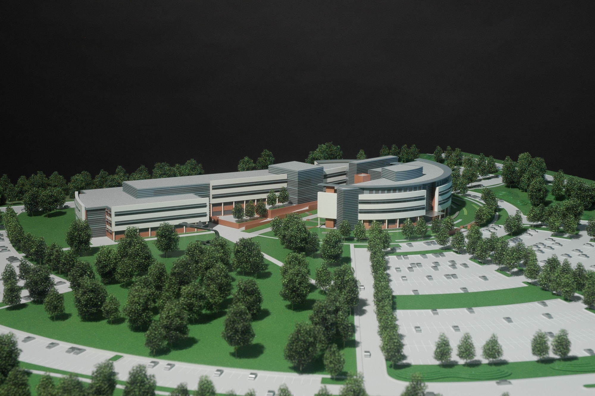 The model of the new Headquarters Air Force Reserve Complex is on display in the current headquarters building. The model was unveiled Nov. 13, 2012, on Robins Air Force Base, Ga. (Courtesy illustration).