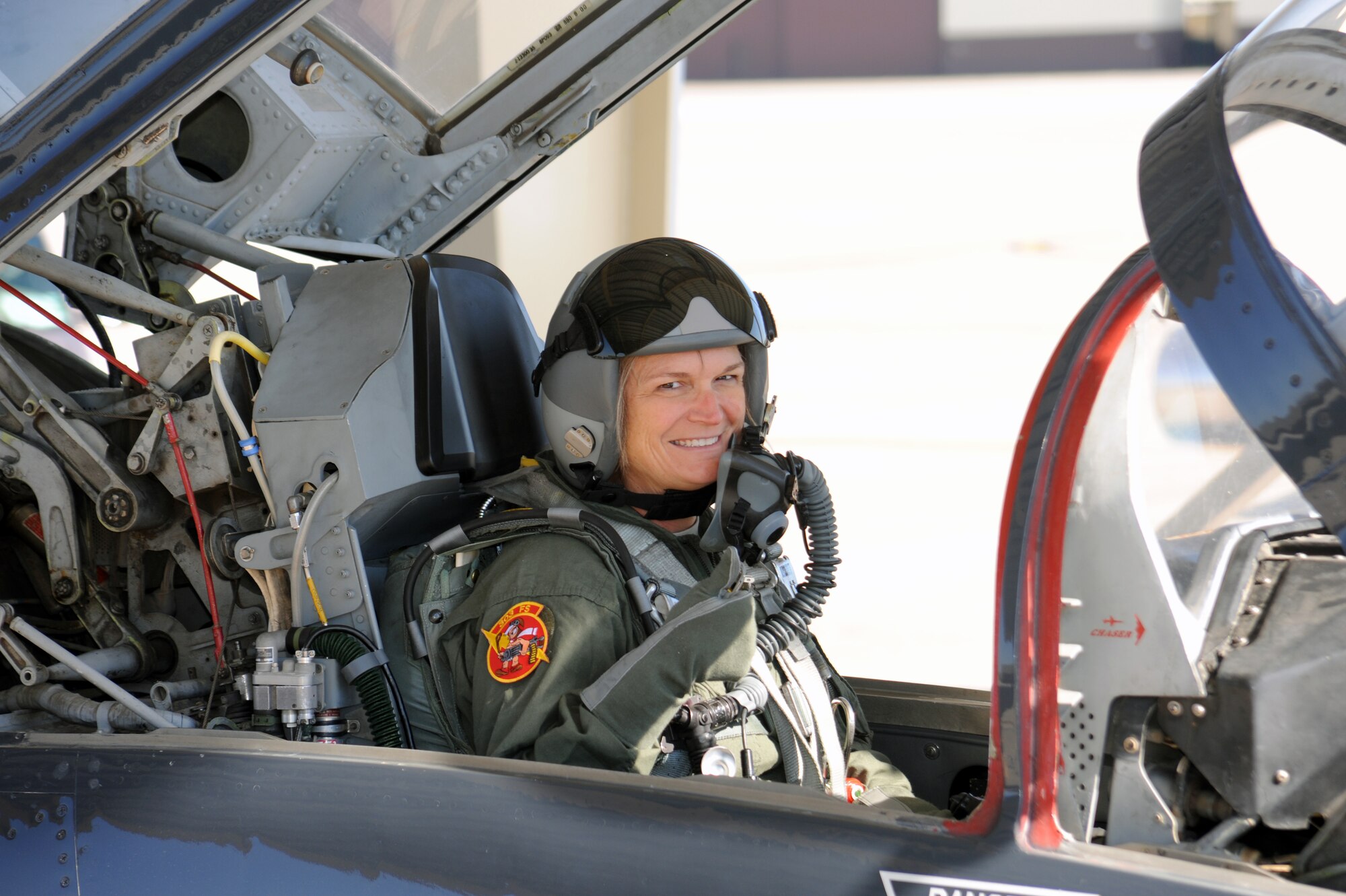 WHITEMAN AIR FORCE BASE, Mo. -- Maj. Cathy Roberts, 442nd Operations Group executive officer, prepares for an incentive flight in a T-38 Talon, Nov. 14, 2012. Roberts was nominated for the incentive flight for her hard work and dedication as the project officer for the October 2012 consolidated unit inspection. The 442nd OG is part of the 442nd Fighter Wing, an A-10 Thunderbolt II Air Force Reserve unit here. (U.S. Air Force photo by Staff Sgt. Danielle Johnston/Released)