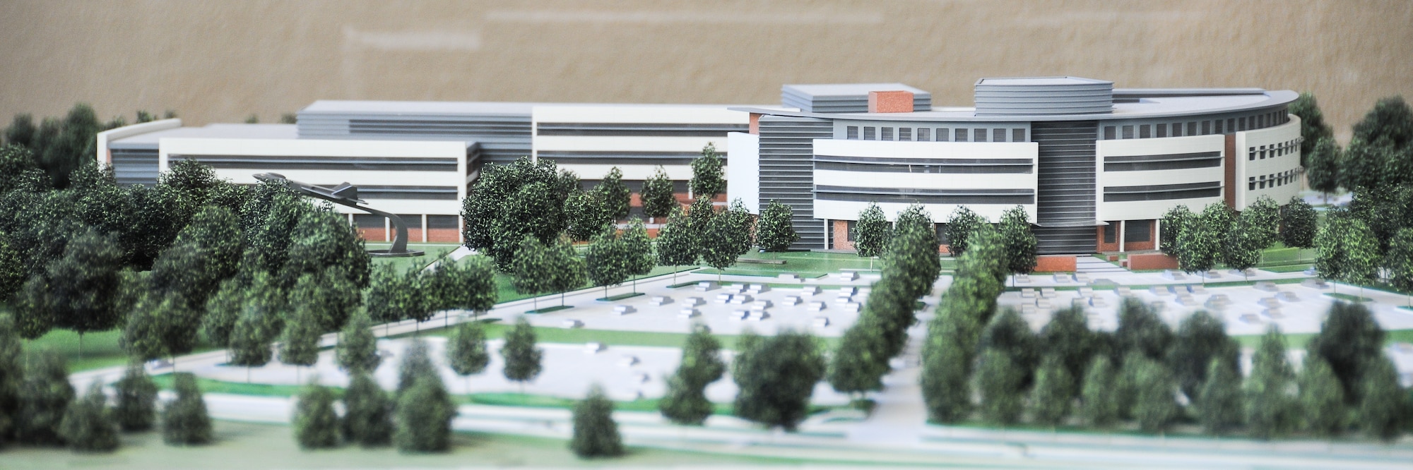 The model of the new Headquarters Air Force Reserve Complex is on display in the current headquarters building. The model was unveiled Nov. 13, 2012, on Robins Air Force Base, Ga. (U.S. Air Force photo/Staff Sgt. Alexy Saltekoff)