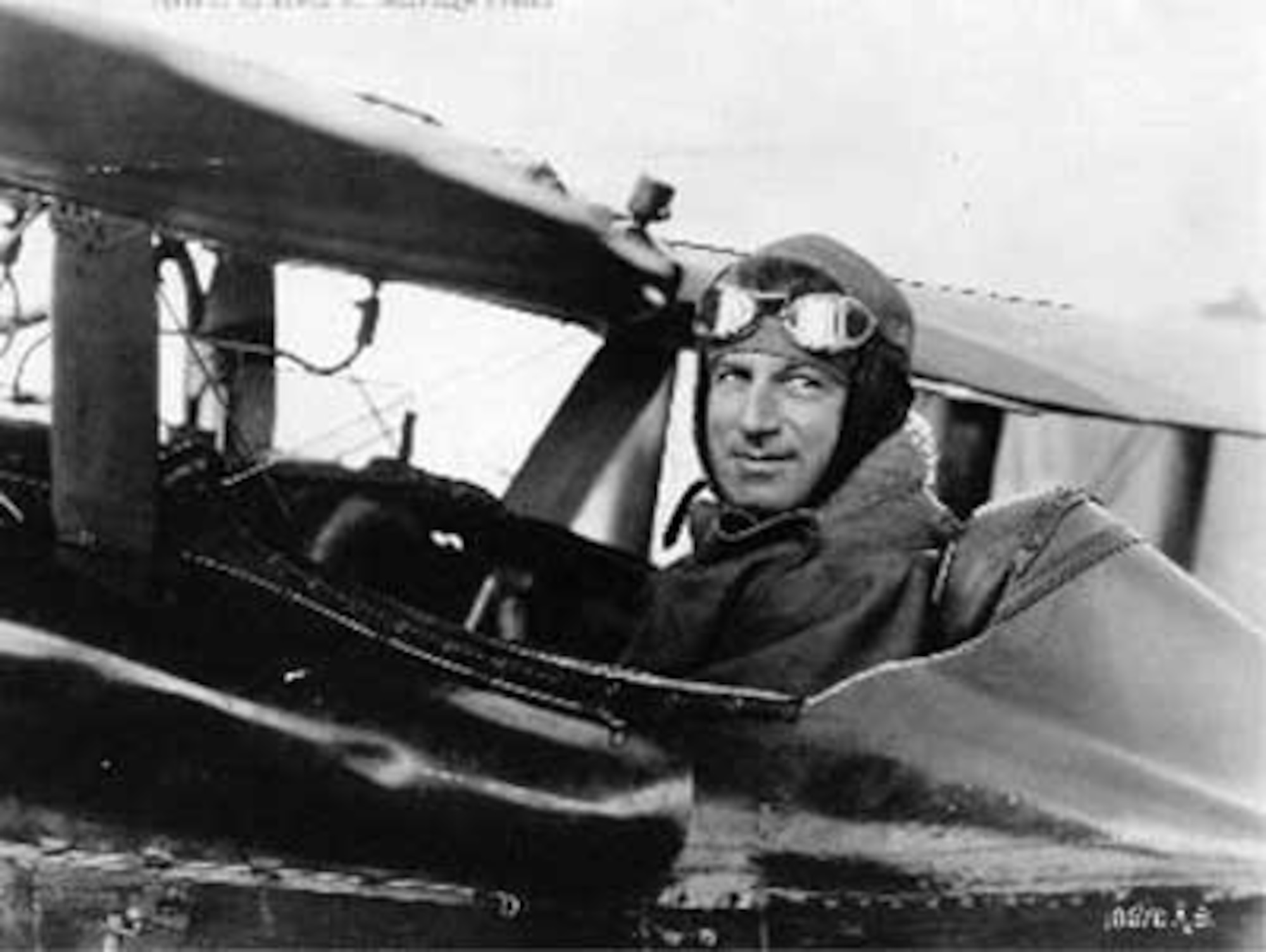 Then-Brig. Gen. William Mitchell sits in a Curtiss R-6 biplane at Selfridge Field.