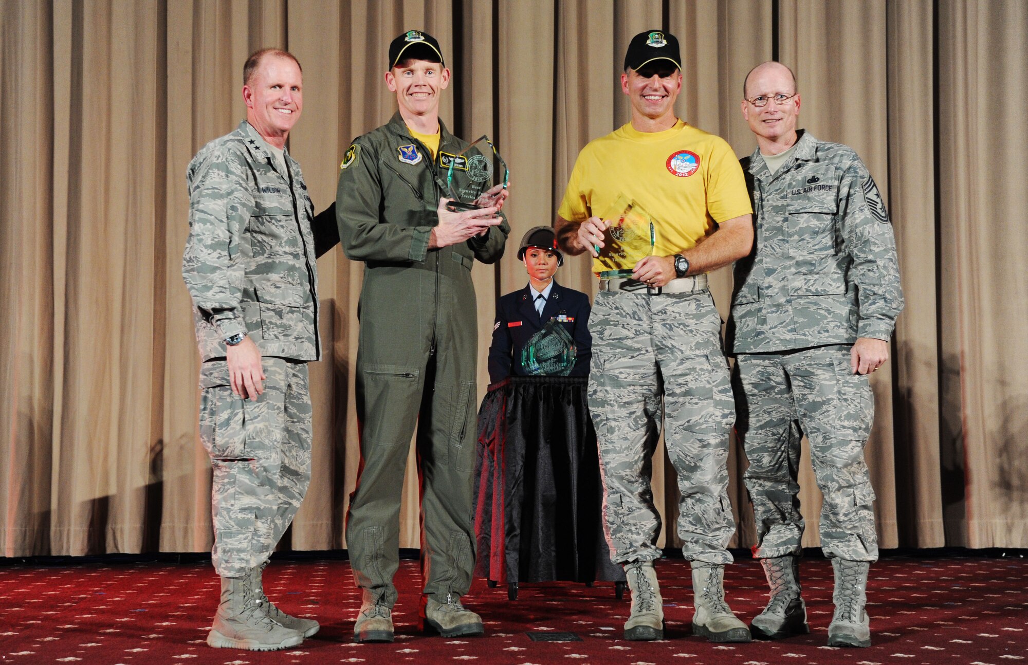 BARKSDALE AFB, La. -- Team Minot's 5th Bomb Wing Owned It at this year's Global Strike Challenge, winning the Bartsch Trophy for best electronic countermeasures, Best Security Forces Tactics, Best Bomber Nuclear Load Team, Best Bomber Crew Chief Team, Best Bomber Nuclear Crew Chief Team, and Best Bomber Nuclear Munitions Maintenance Team. (U.S. Air Force photo/Senior Airman Brittany Y. Auld)
