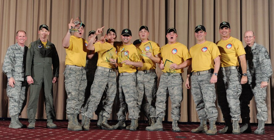 BARKSDALE AFB, La. -- Team Minot's 5th Bomb Wing Owned It at this year's Global Strike Challenge, winning the Bartsch Trophy for best electronic countermeasures, Best Security Forces Tactics, Best Bomber Nuclear Load Team, Best Bomber Crew Chief Team, Best Bomber Nuclear Crew Chief Team, and Best Bomber Nuclear Munitions Maintenance Team. (U.S. Air Force photo/Senior Airman Brittany Y. Auld)
