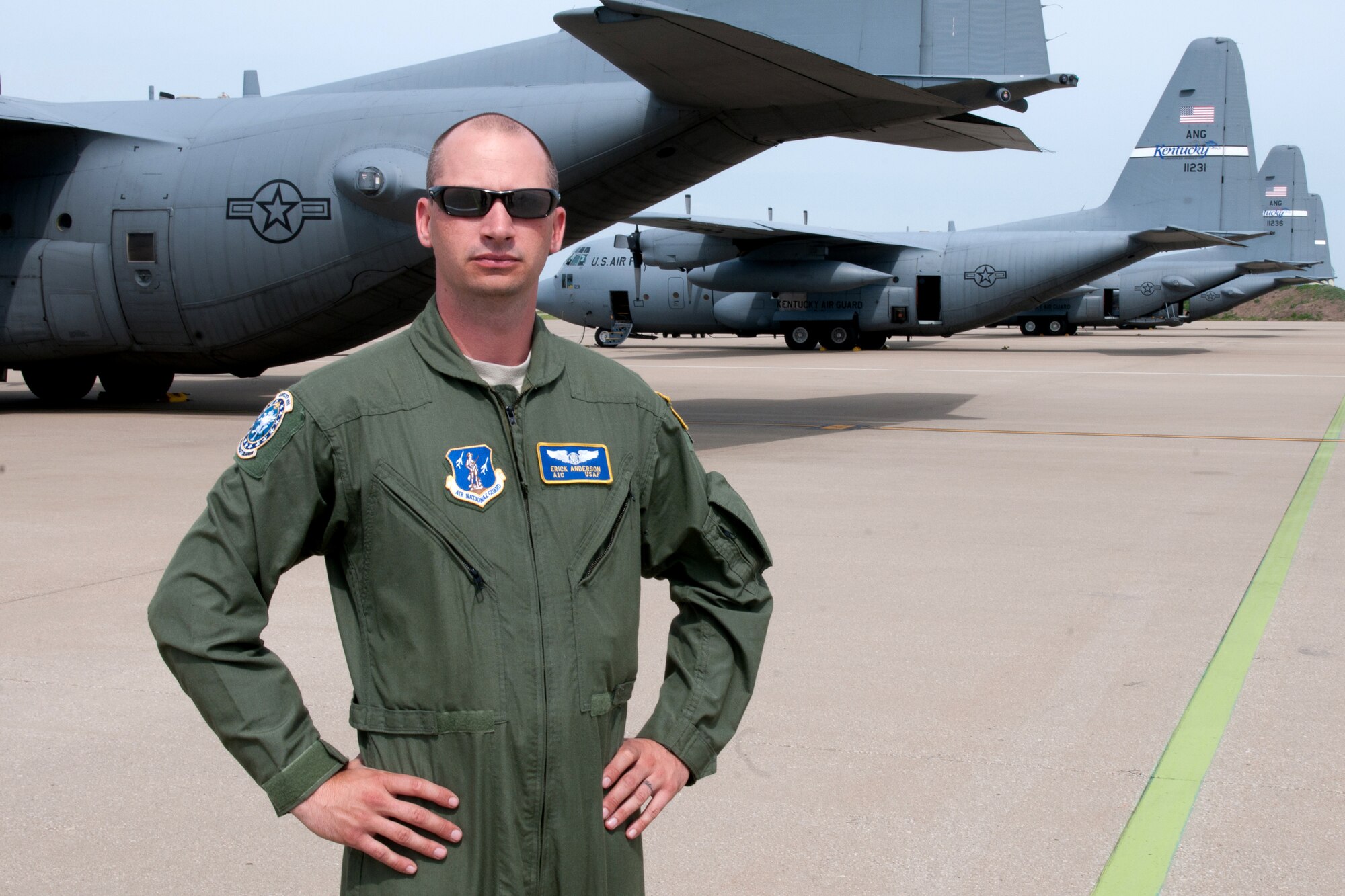 Airman 1st Class Erick Anderson is a Loadmaster for the Kentucky Air National Guard's 165th Airlift Squadron. Loadmasters calculate the metrics of air cargo to verify that the weight and subsequent balance within the fuselage are safe for transport. (U.S. Air Force photo by Tech. Sgt. Dennis Flora)