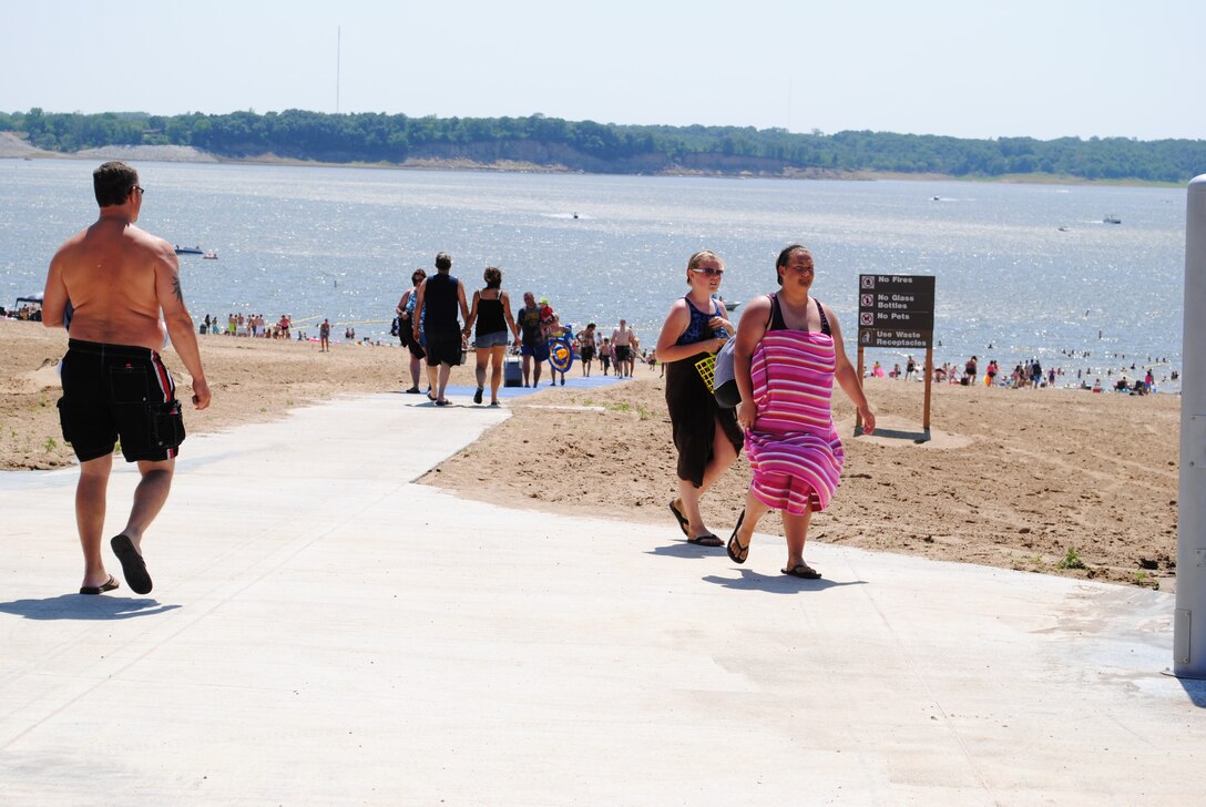 Beach Users along walkway at North Overlook Beach