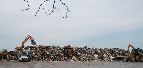Temporary debris collection at New York City’s Riis Park. The U.S. Army Corps of Engineers is assisting in recovery efforts following Hurricane Sandy.
