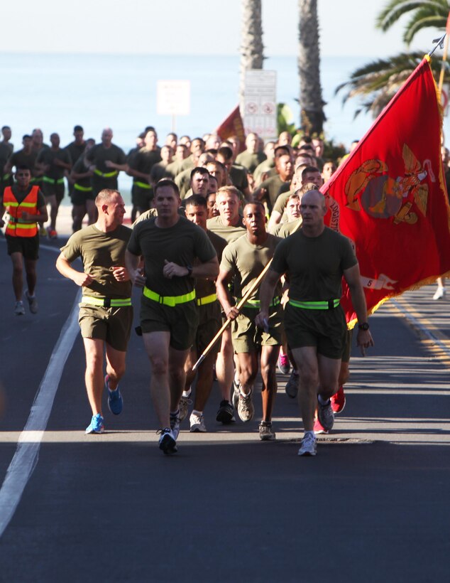 Marines and sailors with Combat Logistics Battalion 5, Combat Logistics Regiment 1, 1st Marine Logistics Group, conducted a 10K run from Del Mar area at Camp Pendleton, Calif., to the Oceanside pier, Nov. 14.