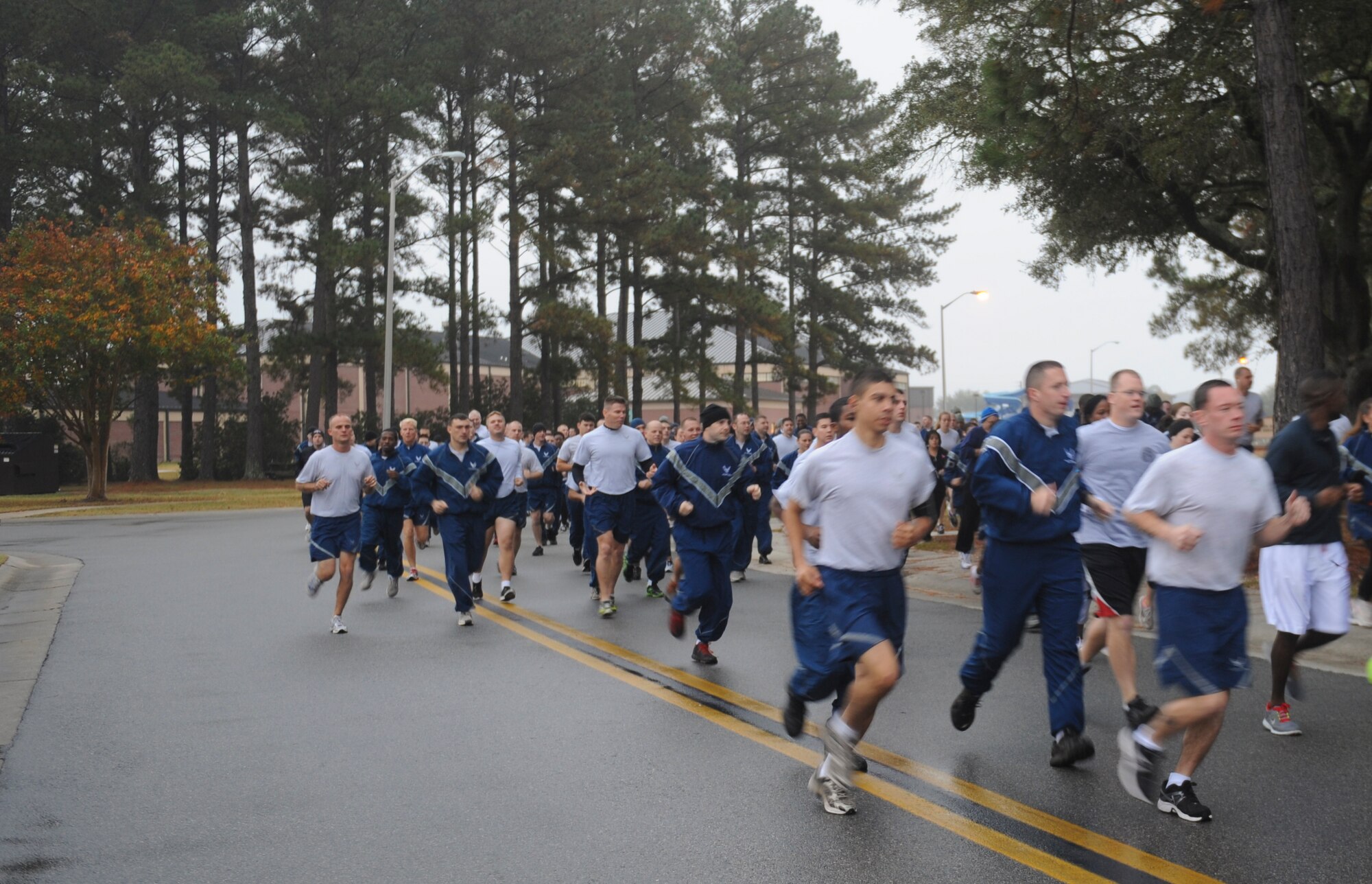 Members of Team Moody start the first Turkey Chase 5K at Moody Air Force Base, Ga., Nov. 16, 2012. Airmen from various squadrons participated in the event to boost morale and get in the Thanksgiving spirit. (U.S. Air Force photo by Airman 1st Class Olivia Bumpers/Released)