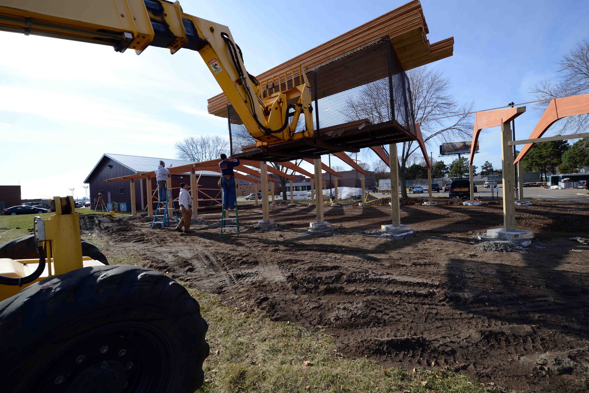 Construction is currently underway on the 934th Airlift Wing picnic pavilion. (Air Force Photo/Paul Zadach)