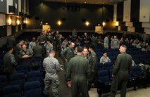 Air Force, Army and Navy service members from across the Korean peninsula gathered at Kunsan Air Base, Republic of Korea, Nov. 16, 2012, for an informational roadshow hosted by the 607th Air Operations Center from Osan Air Base, ROK. The AOC staff discussed changes in current operations with a variety of career fields and branches from across the Korean peninsula. (U.S. Air Force photo/Senior Airman Brigitte N. Brantley)