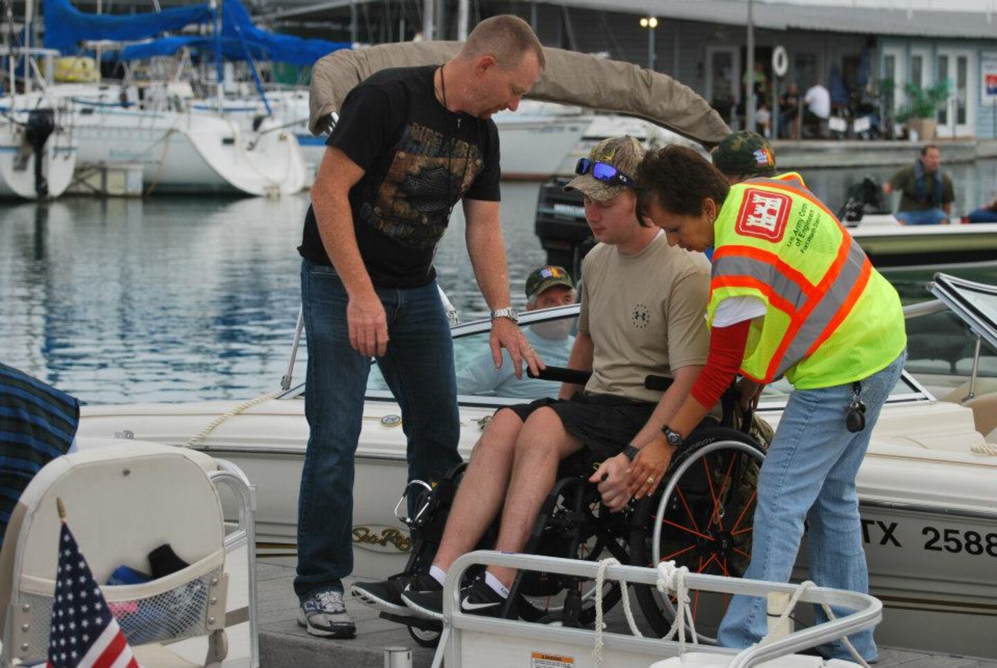 The Fort Worth District, U.S. Army Corps of Engineers, co-sponsored a "Take a Warrior Fishing" event at Canyon Lake, Texas, in October. 