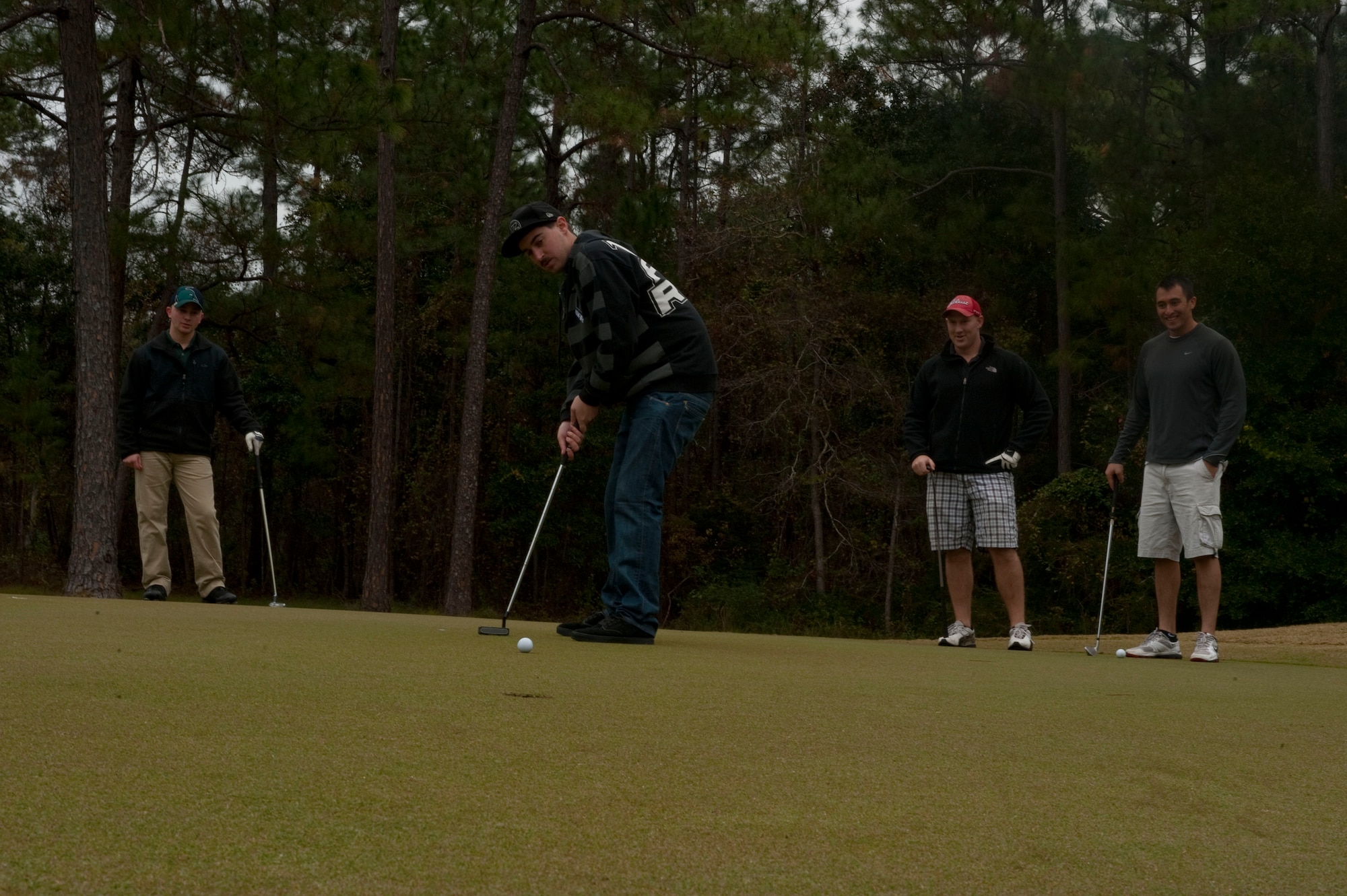 Participants in the Airman Appreciation Golf Tournament compete at Gator Lakes Golf Course at Hurlburt Field, Fla., Nov. 16, 2012. For many of the Airmen playing in the tournament, this was the first game of golf they had ever played. (U.S. Air Force Photo/Airman 1st Class Hayden K. Hyatt)