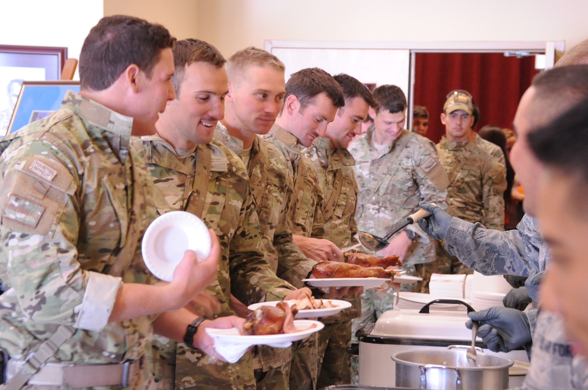Students of the Detachment 1, 342nd Training Squadron's Combat Rescue Officer/Pararescue school enjoyed a Thanksgiving meal on Nov. 14. (Photo by Todd Berenger)
