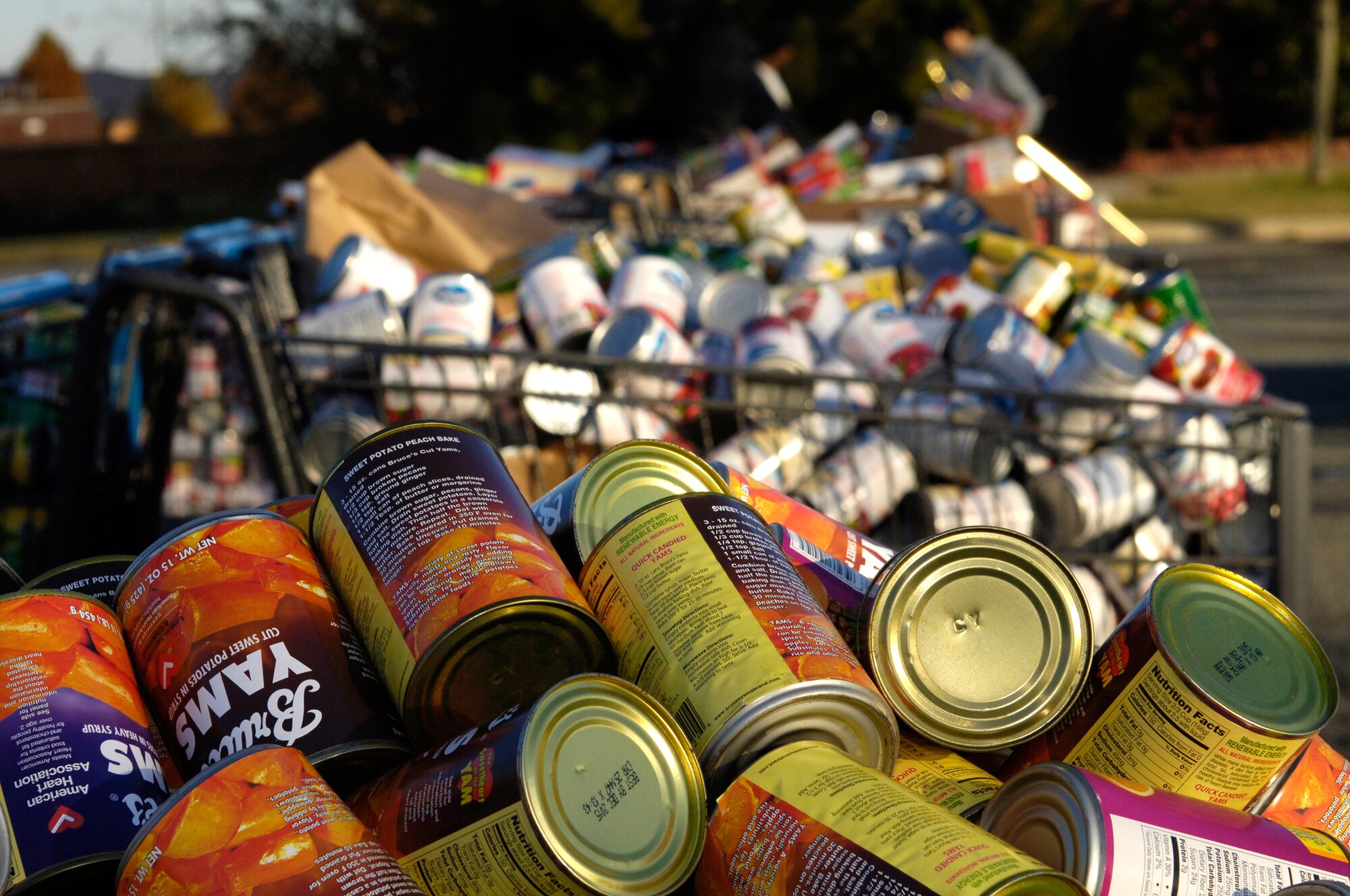 Operation Warmheart, annually put on by the Langley First Sergeants Council, is used to help Airman who may be struggling over the holidays at Langley Air Force Base, Va. Nov. 17, 2012. This year, Operation Warmheart gathered 550 bags of donated food to hand out to families. (U.S. Air Force photo by Airman Kimberly Nagle/Released) 