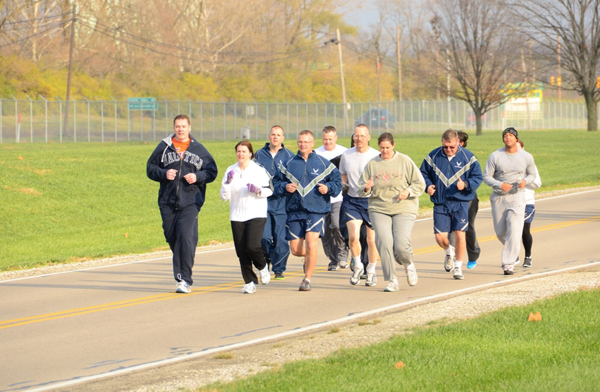 WRIGHT-PATTERSON AIR FORCE BASE, Ohio – The 445th Airlift Wing held its first Combined Federal Campaign 5K run during the Nov. 4 unit training assembly. More than 40 runners participated in the event. The wing met its 2012 CFC goal by raising $15,537.90. (U.S. Air Force photo/Staff Sgt. Mikhail Berlin)