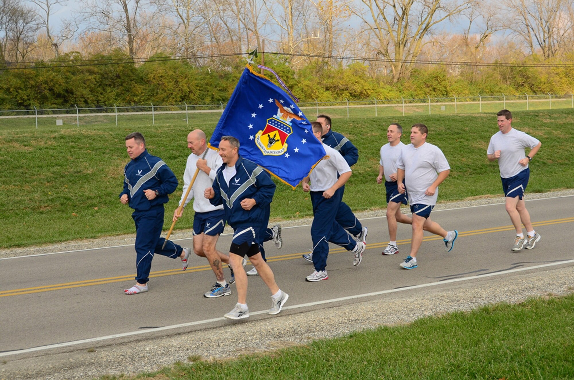 WRIGHT-PATTERSON AIR FORCE BASE, Ohio – The 445th Airlift Wing held its first Combined Federal Campaign 5K run during the Nov. 4 unit training assembly. More than 40 runners participated in the event. The wing met its 2012 CFC goal by raising $15,537.90. (U.S. Air Force photo/Staff Sgt. Mikhail Berlin)