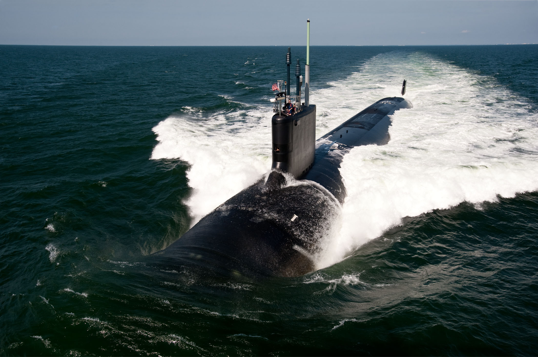 The Virginia-class fast-attack submarine USS California is photographed  during sea trials in the Atlantic