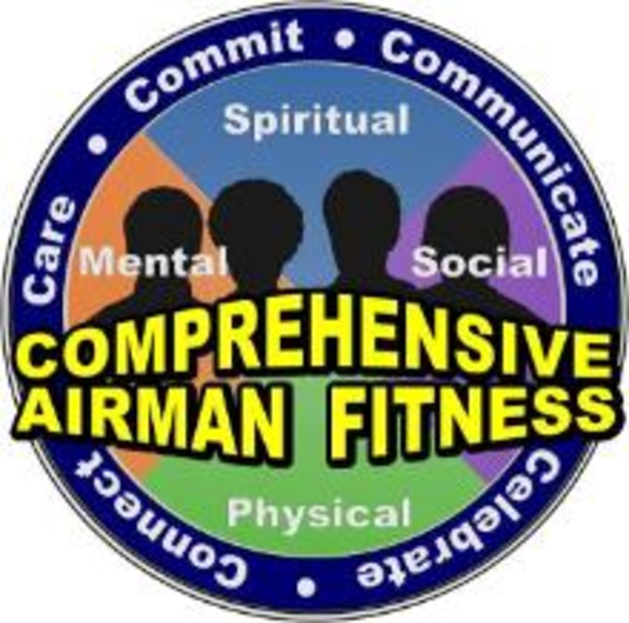 The Comprehensive Airman Fitness emblem displays the four core competencies recommended to reach peak fitness. More than 10 programs have been set up by the Health and Wellness Center to promote a better physical lifestyle for Airmen on Grand Forks Air Force Base, N.D. (U.S. Air Force graphic)