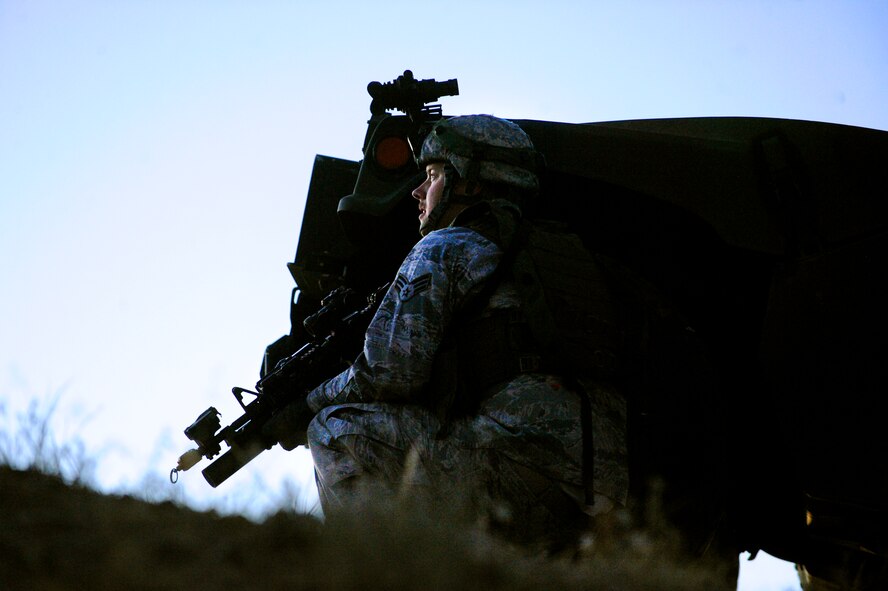 CAMP GUERNSEY, Wyo. - Airmen from the 791st Missile Security Forces Squadron participated in the 10-day, nuclear-convoy training exercise, called Road Warrior, here Nov. 10. Road Warrior is designed to teach Airmen how to safeguard, transport and recover strategic assets and to make certain the skills the Airmen learn become embedded into their daily mission. (U.S. Air Force photo/Senior Airman Jesse Lopez)