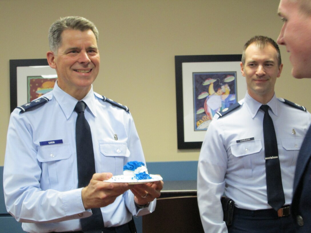 Happy 125th Birthday to Air Force Gen. Malcolm Grow. He was born on Nov. 19, 1887. The medical facility on Joint Base Andrews, Md., Malcolm Grow Medical Clinic, was named for him. A celebration was held on his birthday  to remember him. Maj, Gen. Gerard Caron, 79 Medical Wing Commander received the first slice of cake from Airman Charles Jackson, the youngest Airman, during the celebration. Grow was the first surgeon general of the U.S. Air Force from July 1, 1949  to Nov. 30, 1949. (Air Force Photo by Sr. Airman Jazmin Bowdry)