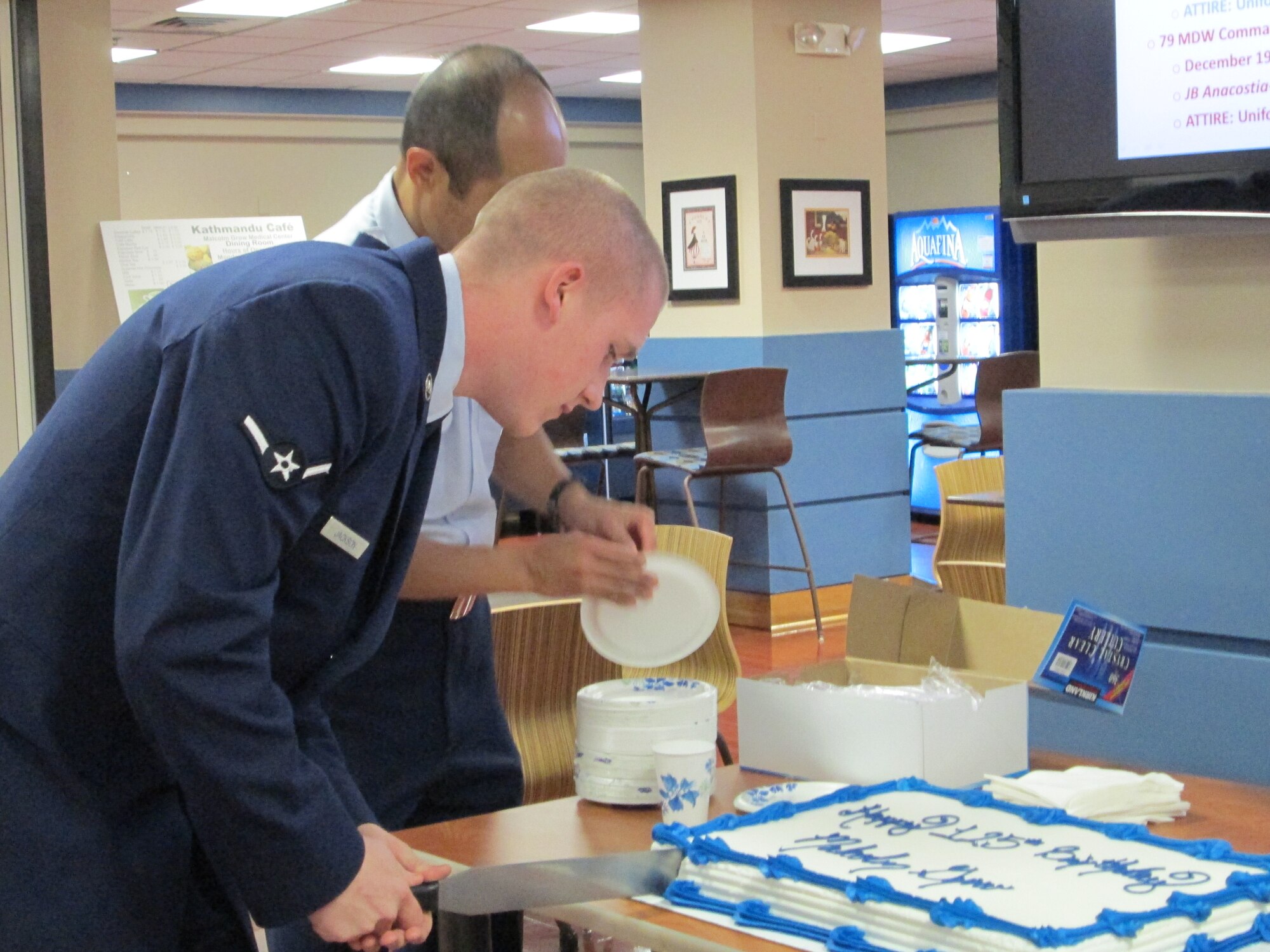 Happy 125th Birthday to Air Force Gen. Malcolm Grow. He was born on Nov. 19, 1887. The medical facility on Joint Base Andrews, Md., Malcolm Grow Medical Clinic, was named for him. A celebration was held on his birthday  to remember him. Col. Rudolph Cachuela, 779th Medical Group commander and Airman Charles Jackson, the youngest Airman, cut the cake during the celebration. Grow was the first surgeon general of the U.S. Air Force from July 1, 1949  to Nov. 30, 1949. (Air Force Photo by Sr. Airman Jazmin Bowdry)