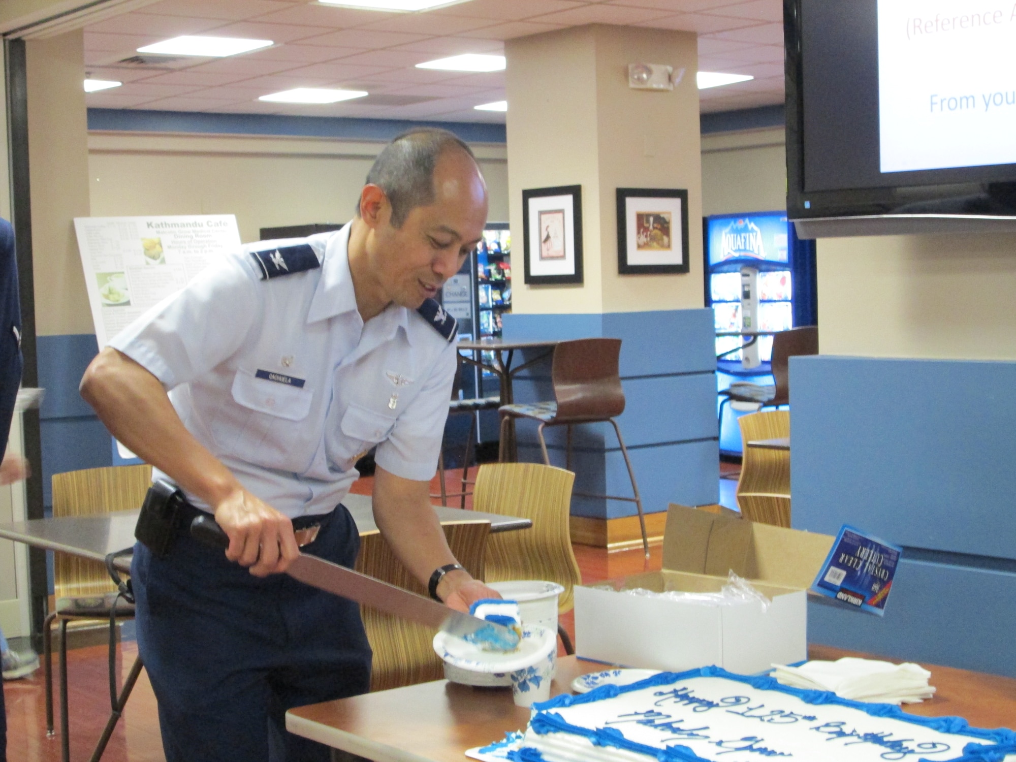 Happy 125th Birthday to Air Force Gen. Malcolm Grow. He was born on Nov. 19, 1887. The medical facility on Joint Base Andrews, Md., Malcolm Grow Medical Clinic, was named for him. A celebration was held on his birthday  to remember him. Col. Rudolph Cachuela, 779th Medical Group commander made the first slice during the celebration. Grow was the first surgeon general of the U.S. Air Force from July 1, 1949  to Nov. 30, 1949. (Air Force Photo by Sr. Airman Jazmin Bowdry)