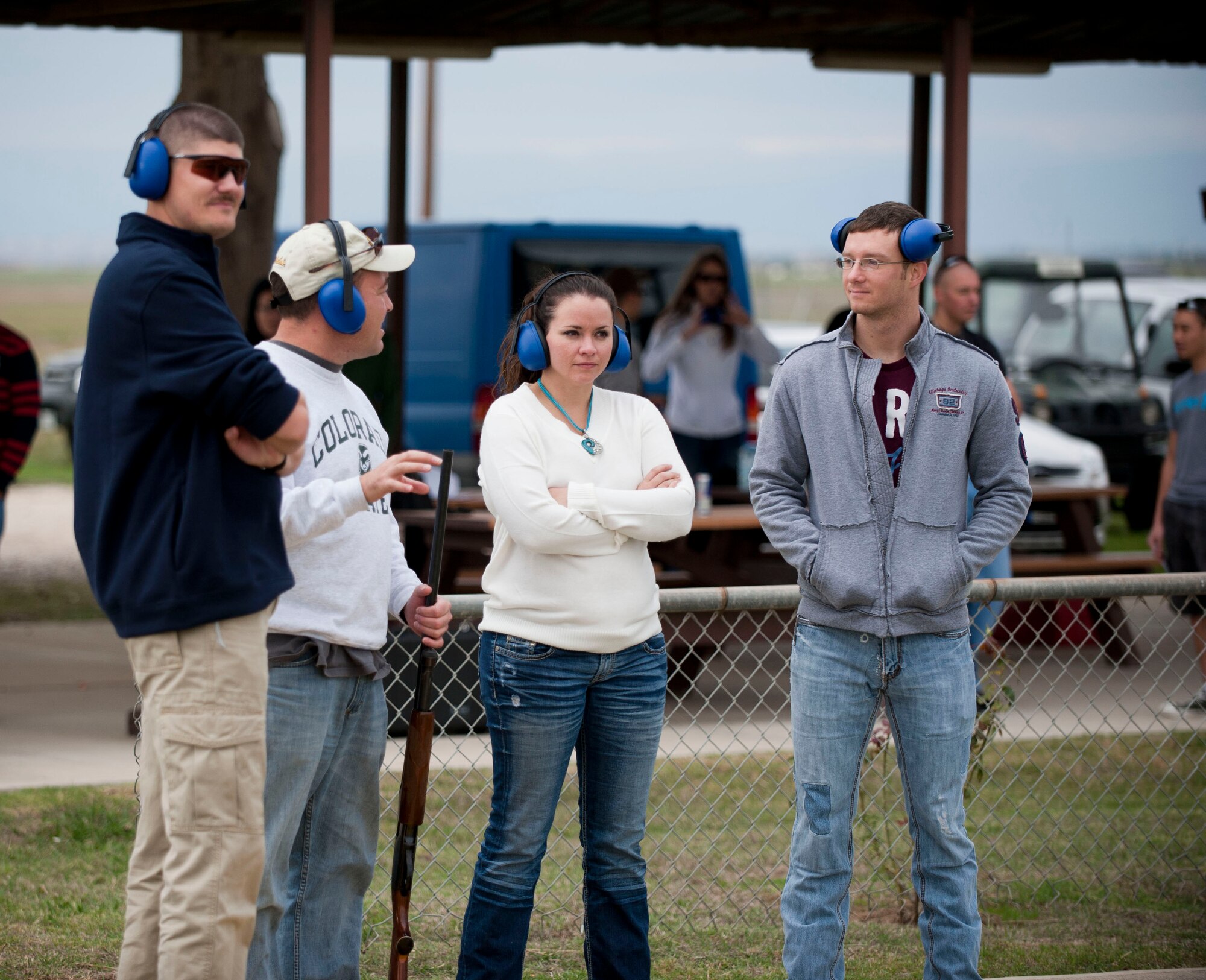 Maj. David Kirkman, 90th Expeditionary Air Refueling Squadron, offers advice while waiting for his turn during the Outdoor Recreation Turkey Shoot Nov. 18, 2012, at Incirlik Air Base, Turkey. This was the final event hosted by the 39th Force Support Squadron that offered Thanksgiving turkeys to the winners. (U.S. Air Force photo by Senior Airman Clayton Lenhardt/Released)