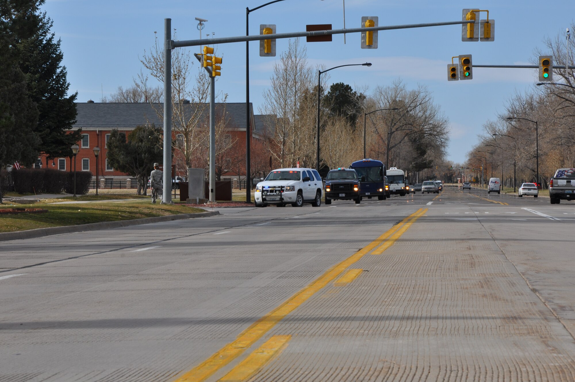 The Warren Wranglers making their way to the Trail's End Club Nov. 8 for a welcome-home celebration. (U.S. Air Force photo by Senior Airman Dan Gage)