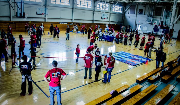 More than 10 stations were set up for Joint Base Charleston’s Exceptional Family Member Program families Nov. 17, 2012, during the Special Olympics Event at the JB Charleston – Air Base, S.C. The event provided EFMP members the opportunity to develop physical fitness skills and make connections with other children. (U.S. Air Force photo / Airman 1st Class Tom Brading)