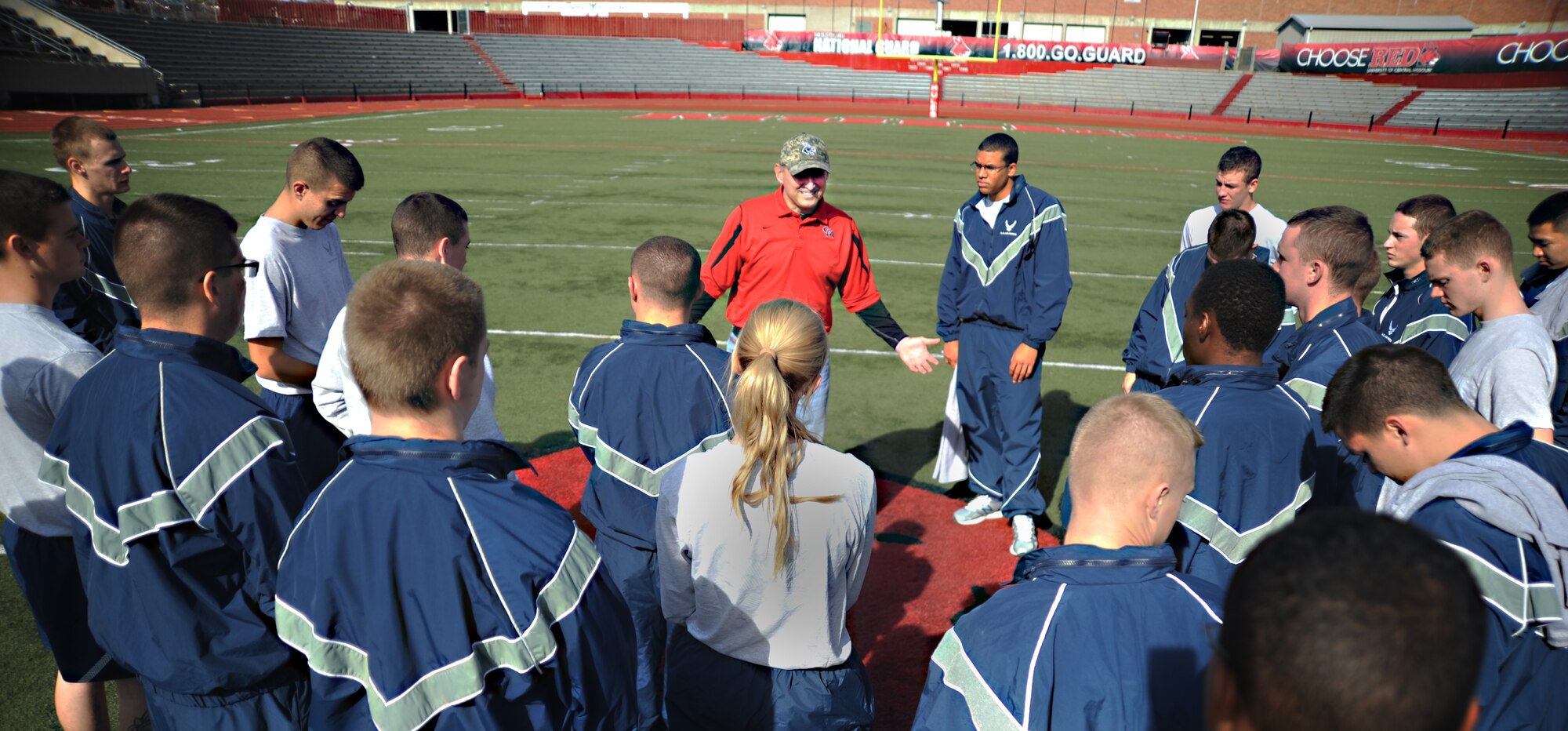 Jeff Huffman, Department of Justice program coordinator, speaks to students from Whiteman Air Force Base’s First Term Airmen Center during a tour of the University of Central Missouri, Warrensburg, Mo., Nov. 2. During the tour Airmen learned more about various programs and opportunities within the local community. (U.S. Air Force photo/Senior Airmen Nick Wilson) (Released)