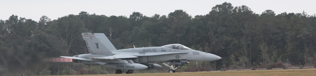 Silver Eagle 206, a Marine Fighter Attack Squadron 115 F/A-18,completed its 9,000th hour of flight in the skies above the Lowcountry before landing back aboard Marine Corps Air Station Beaufort, Nov. 13. The maintainers ensure the aircraft continue flying are responsible for the squadron maintaining the highest state readiness to deploy forward.
