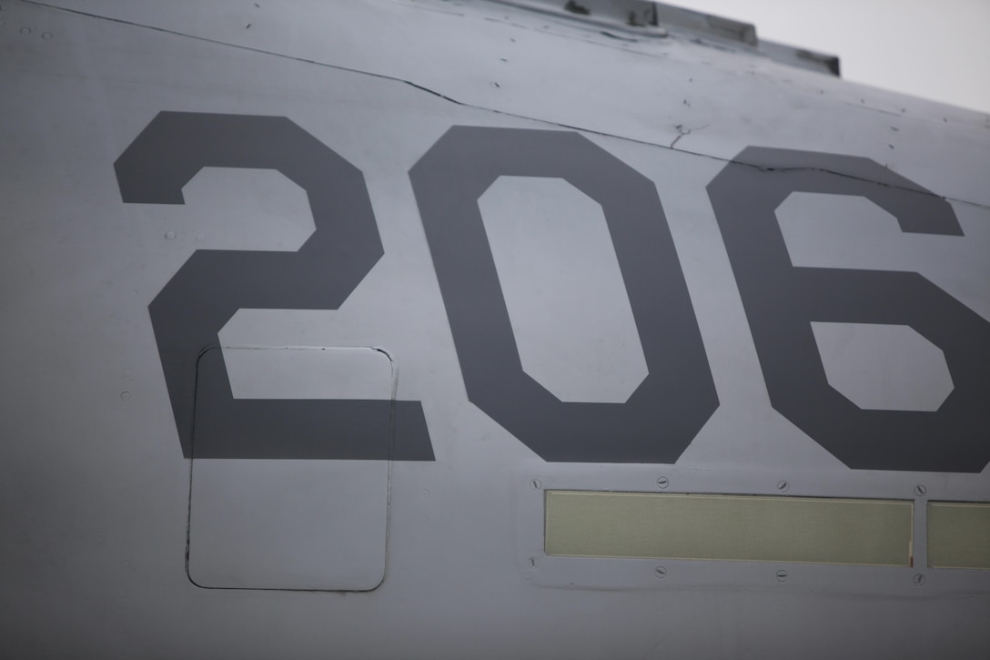 Silver Eagle 206, a Marine Fighter Attack Squadron 115 F/A-18,completed its 9,000th hour of flight in the skies above the Lowcountry before landing back aboard Marine Corps Air Station Beaufort, Nov. 13. The maintainers ensure the aircraft continue flying are responsible for the squadron maintaining the highest state readiness to deploy forward.