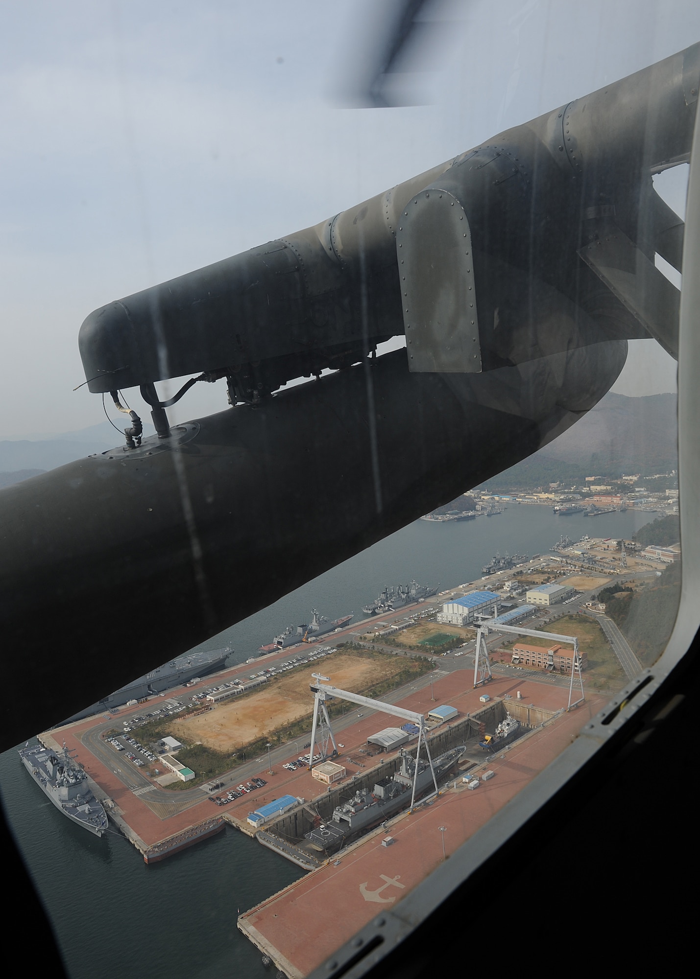 An UH-60Q Black Hawk prepares to land on Chinhae Naval Station, Republic of Korea, Nov. 21, 2012. This was part of a medical evacuation exercise which involved a patient being transported from Kunsan Air Base, ROK, to be treated on Chinhae. (U.S. Air Force photo/Staff Sgt. Jonathan Fowler)