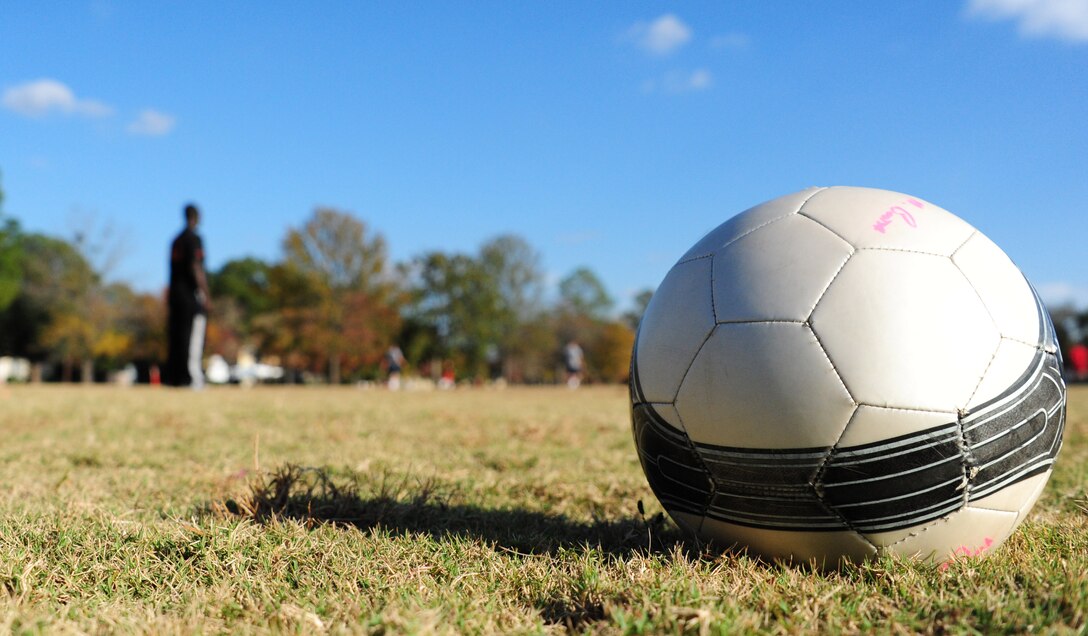 Squadron Officer School instructors and International Officer School students recently played a friendly match of soccer on Nov. 19. In the end, IOS proved too much for SOS as they won with a score of 6-2. (U.S. Air Force photo by Senior Airman Christopher Stoltz)